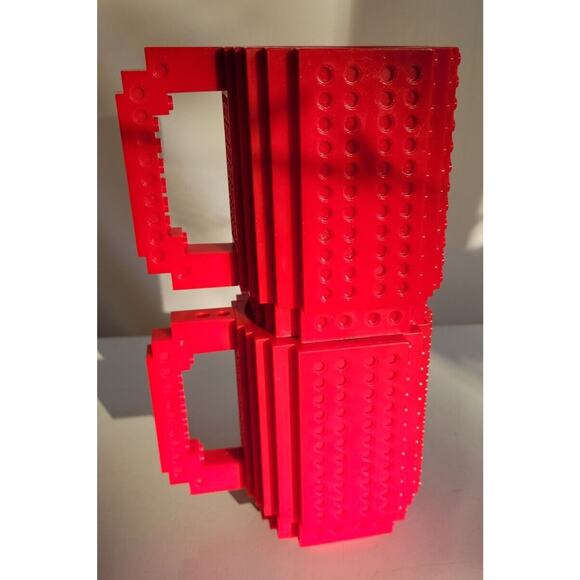 Think Geek Red Build On Brick Mug Tea Coffee Cup BlockBrick Set of 2 - Picture 3 of 9